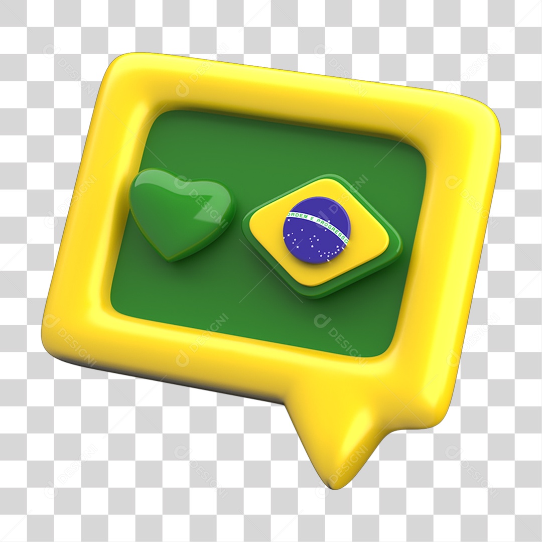 Ícone 3D Caixa de Texto Bandeira do Brasil PNG Transparente