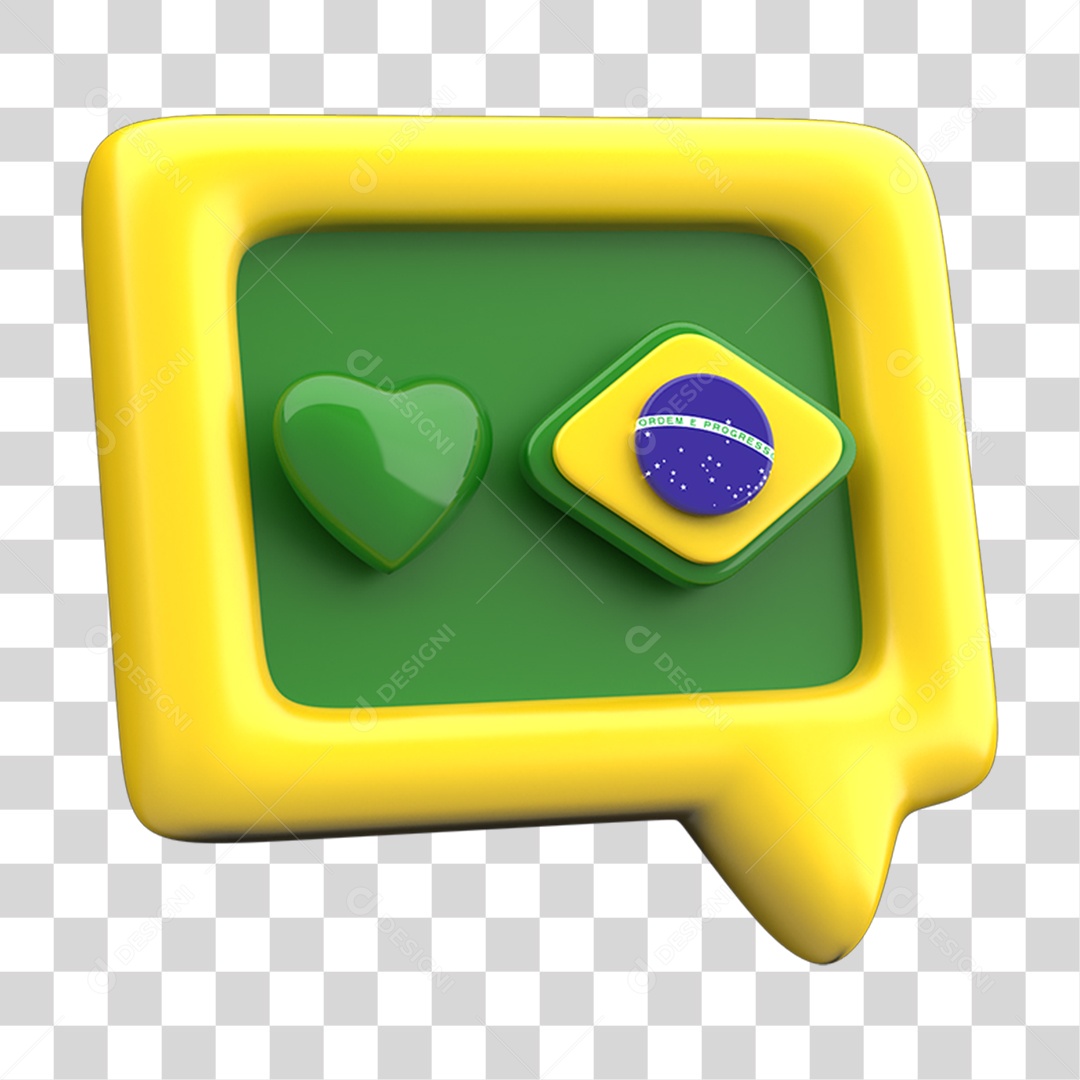Ícone 3D Caixa de Texto Bandeira do Brasil PNG Transparente