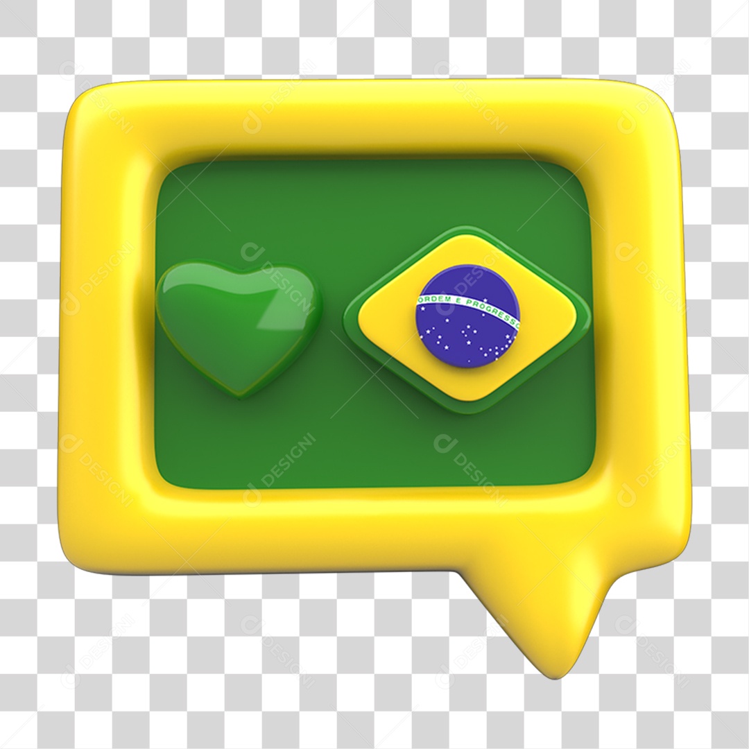 Ícone 3D Caixa de Texto Bandeira do Brasil PNG Transparente