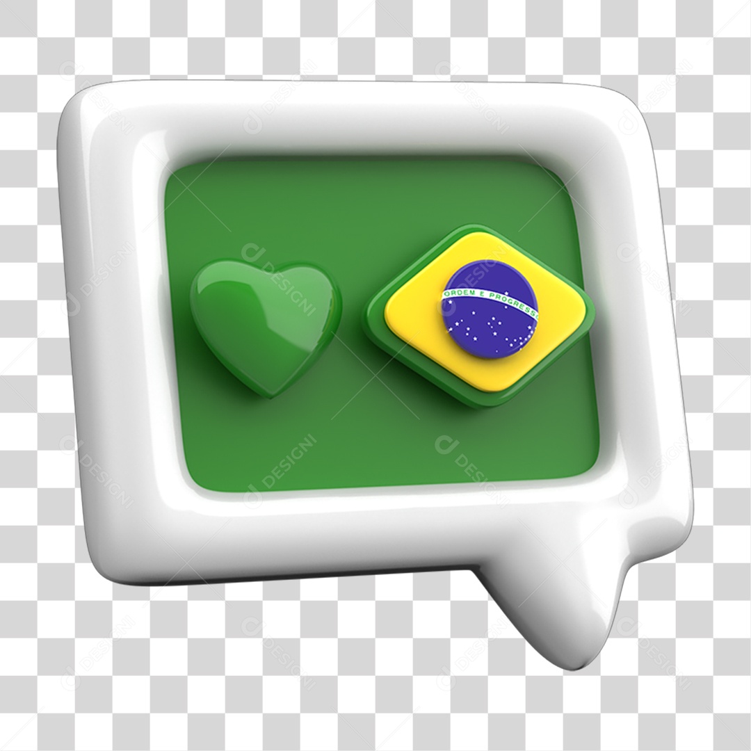 Ícone 3D Caixa de Texto Bandeira do Brasil PNG Transparente