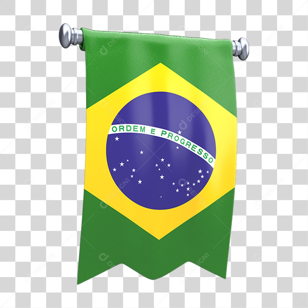 Ícone 3D Bandeira do Brasil PNG Transparente