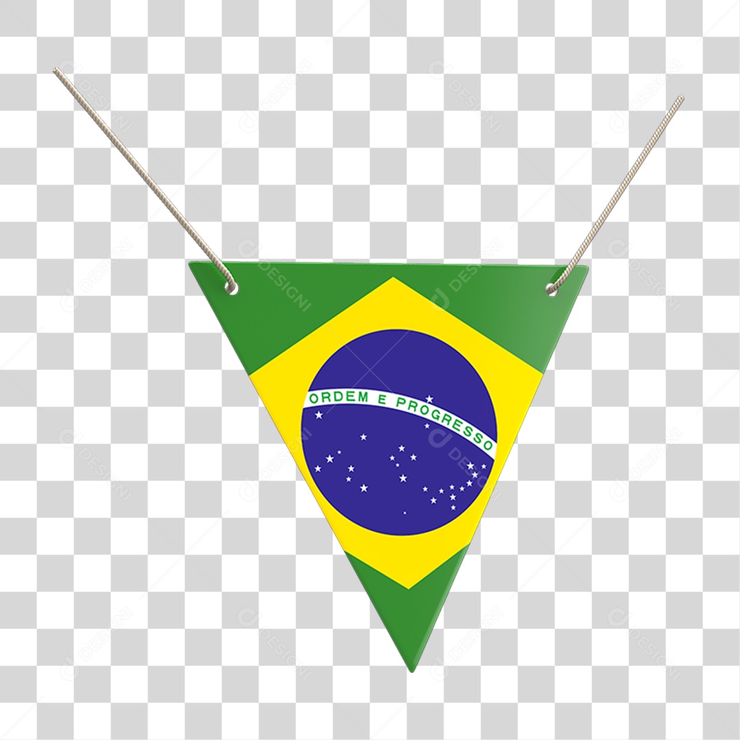 Ícone 3D com Cores da Bandeira do Brasil PNG Transparente