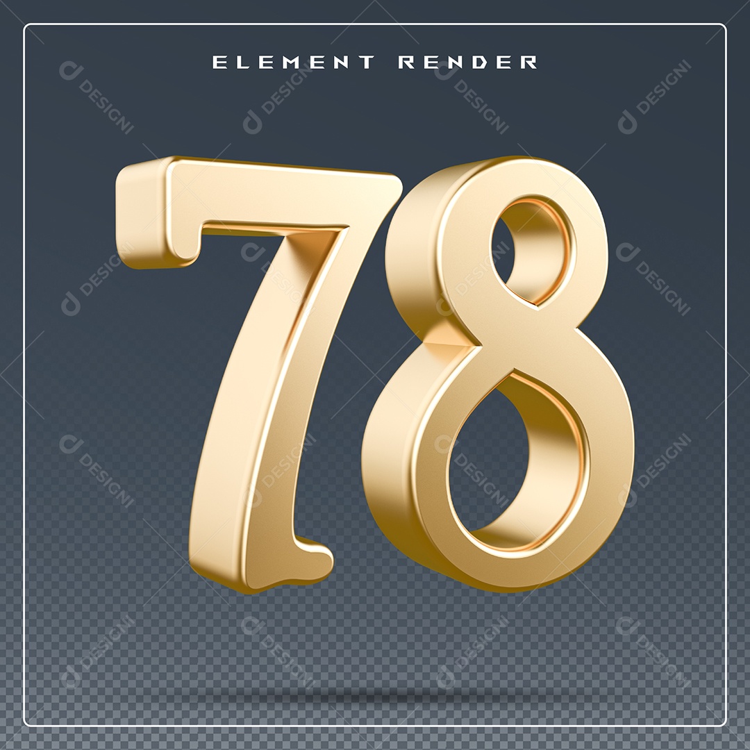 Elemento 3D Número 9 Dourado para Composição PSD