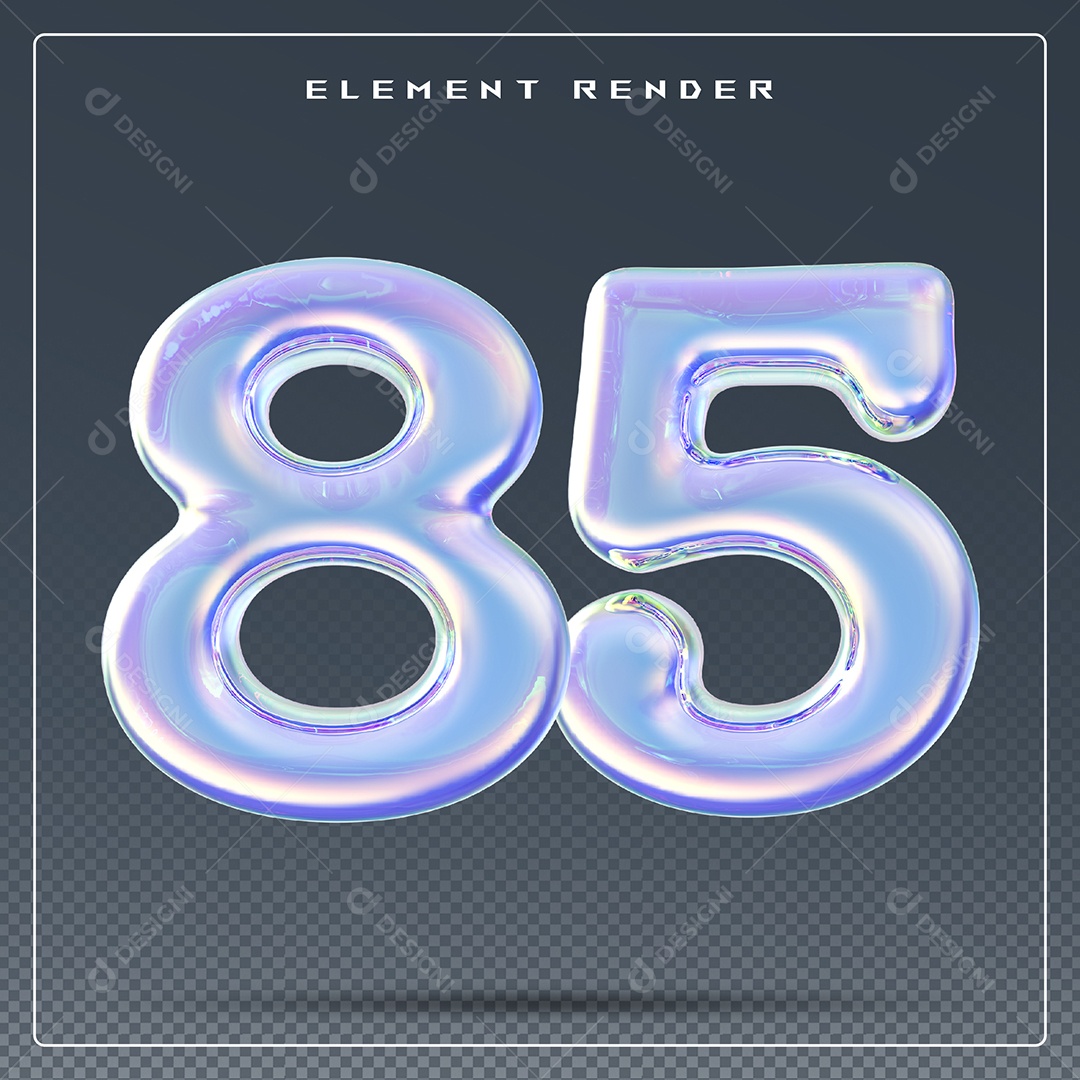 Elemento 3D Número 85 Azul para Composição PSD