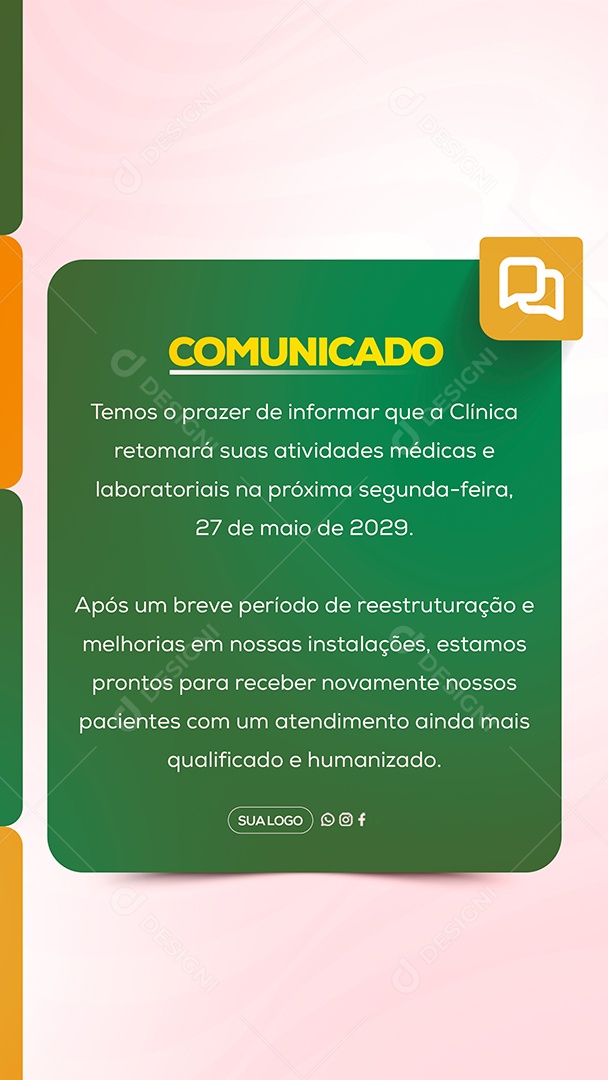 Story Comunicado Clinica Social Media PSD Editável