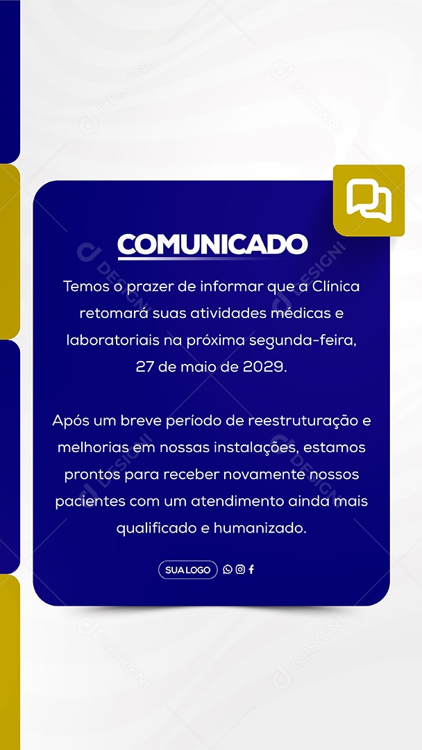 Story Comunicado Clinica Social Media PSD Editável