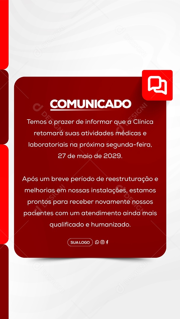 Story Comunicado Clinica Social Media PSD Editável