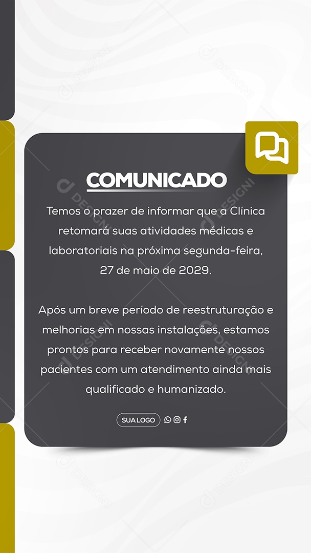 Comunicado Clinica Social Media PSD Editável