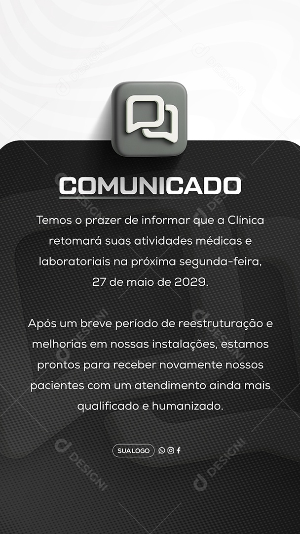 Story Comunicado Clinica Social Media PSD Editável