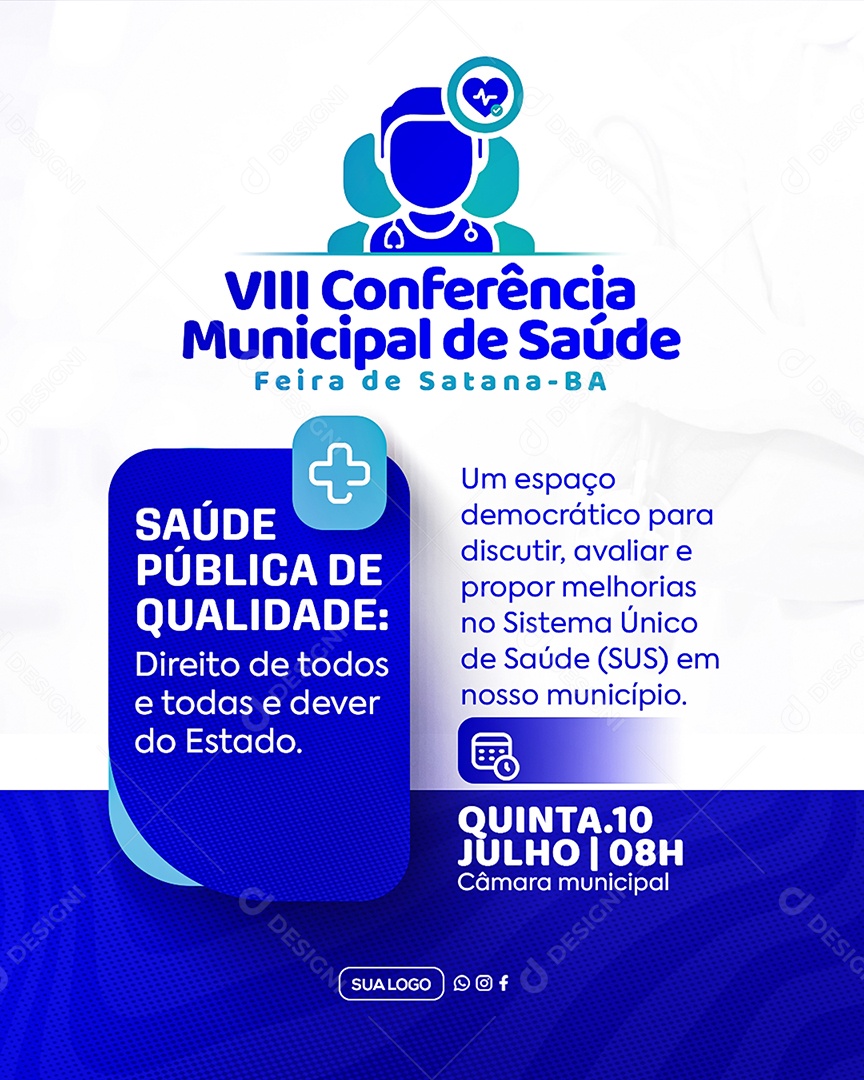 Conferência Municipal da Saúde Social Media PSD Editável