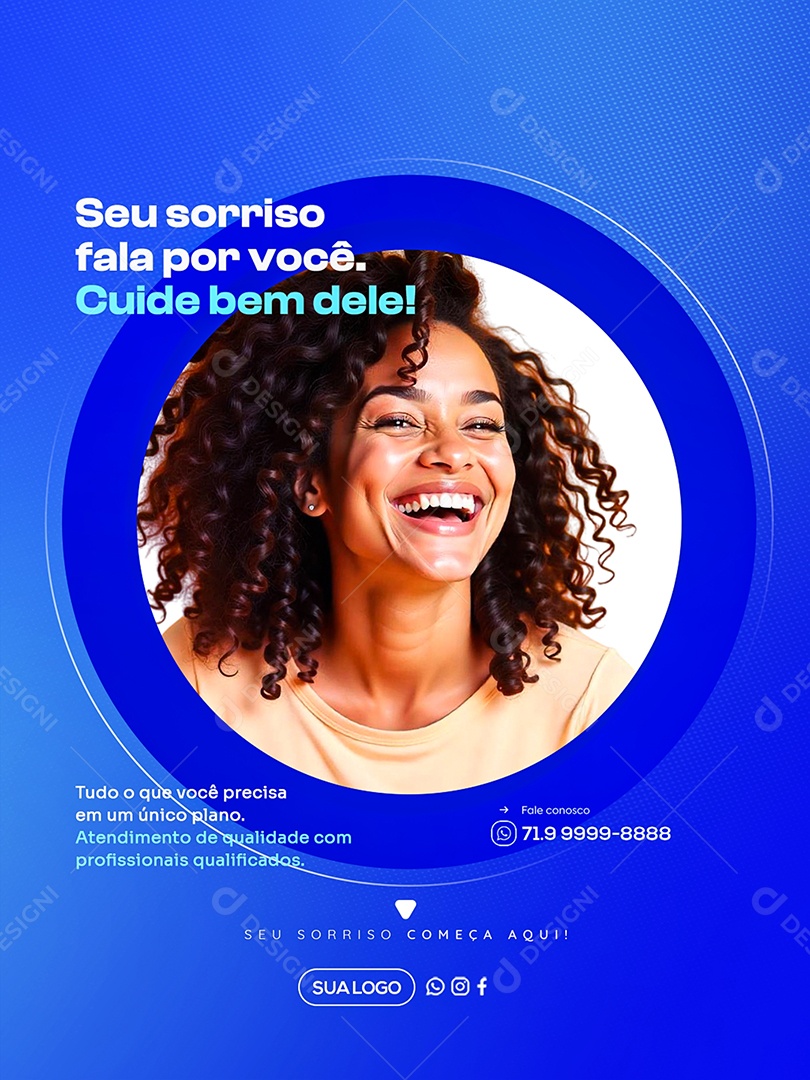 Dentista Seu Sorriso Fala Por Você Social Media PSD Editável