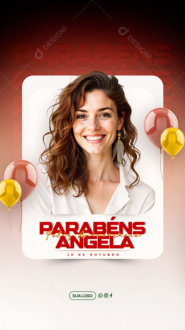 Story Feliz Aniversário Parabéns Ângela Social Media PSD Editável