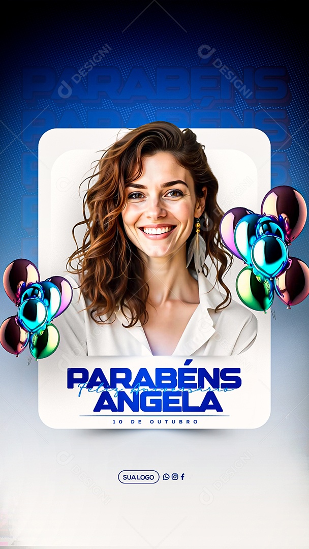 Story Feliz Aniversário Parabéns Ângela Social Media PSD Editável
