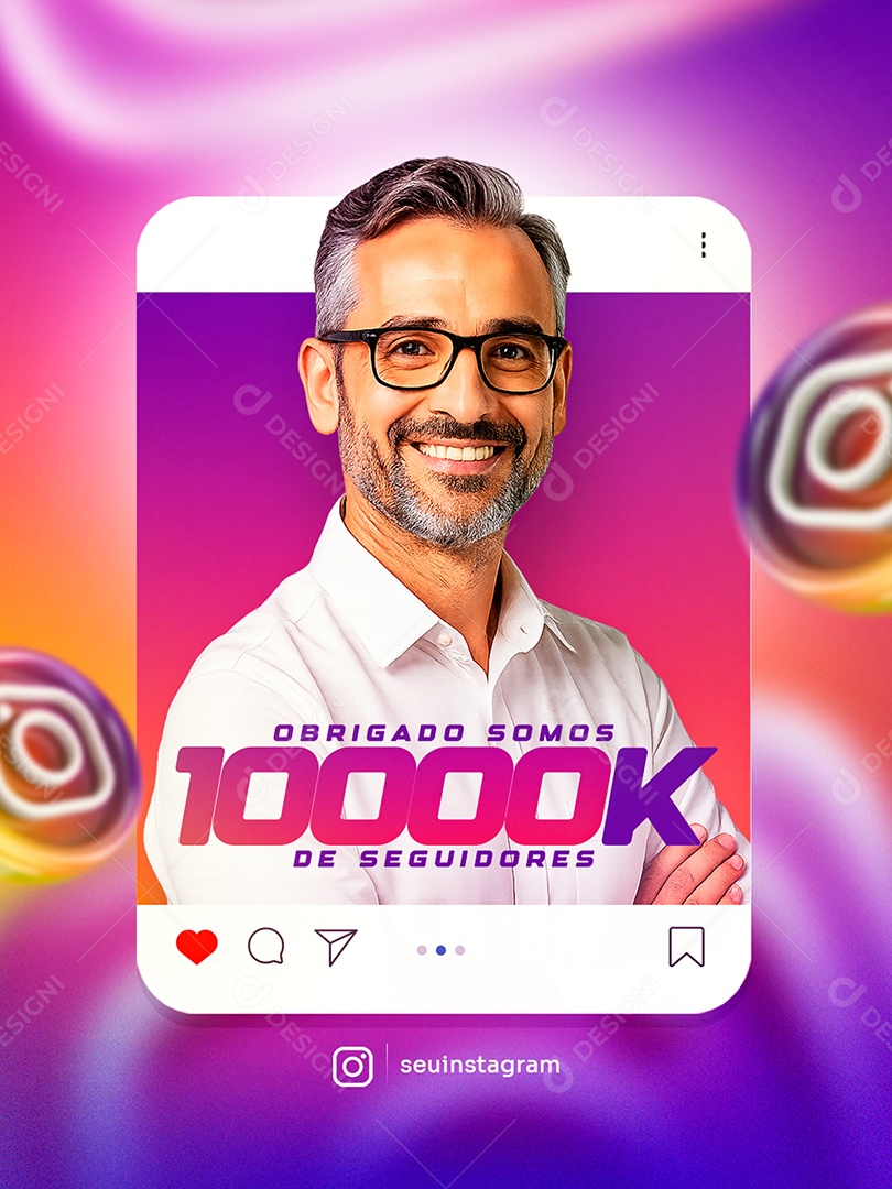 Agora Somos Mais de 10k Social Media PSD Editável