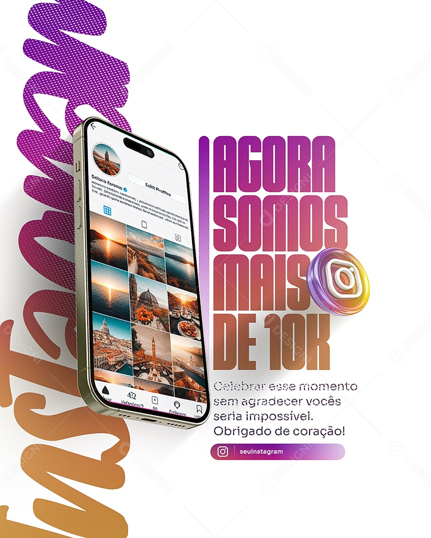 Agora Somos Mais de 10k Social Media PSD Editável