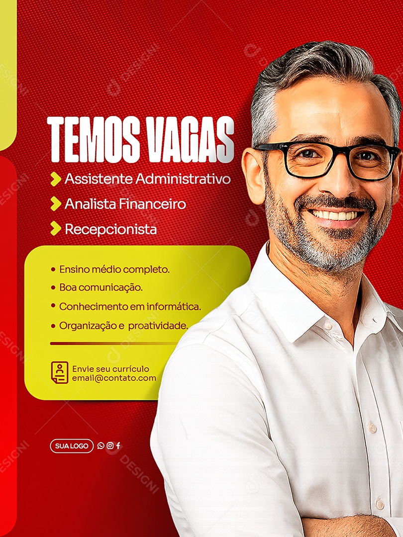 Temos Vagas Social Media PSD Editável