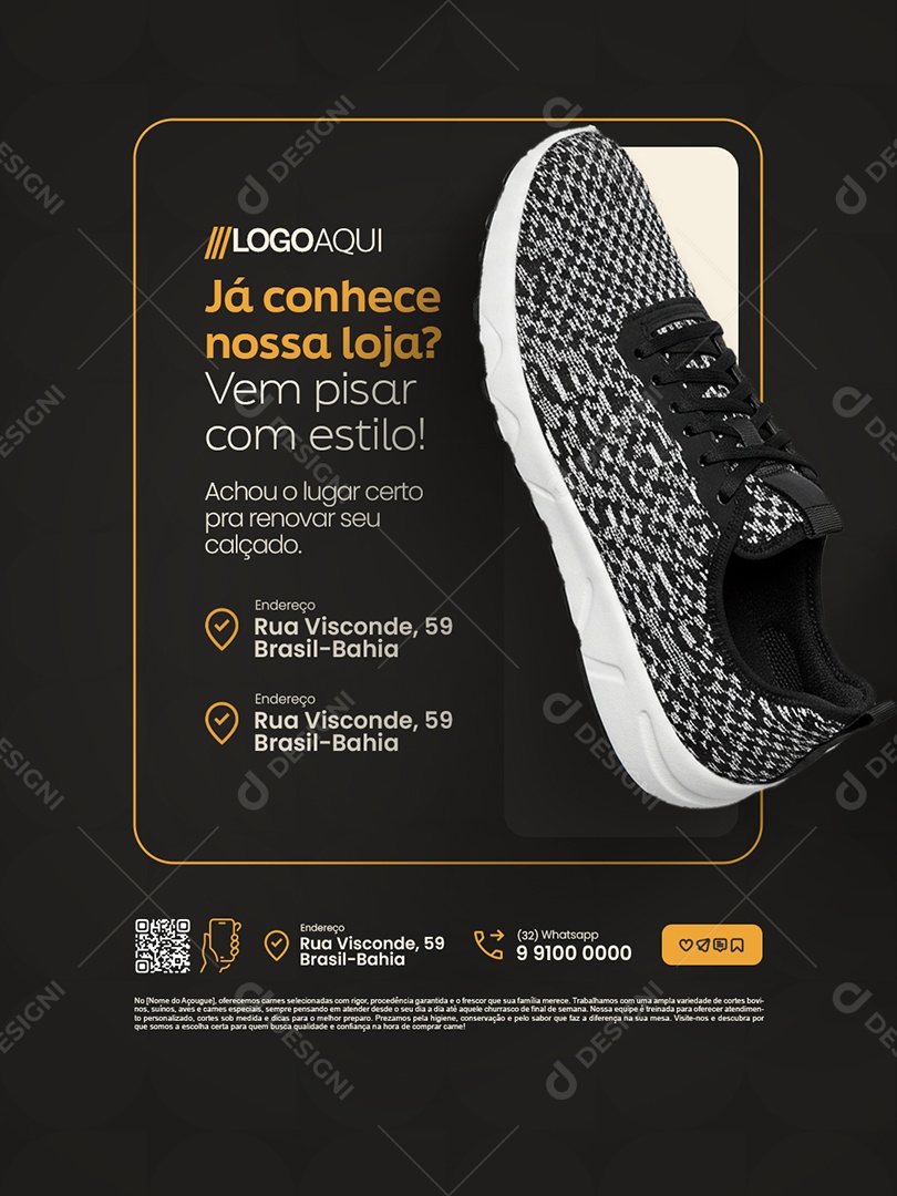 Loja de Sapatos Já Conhece Nossa Loja Social Media PSD Editável