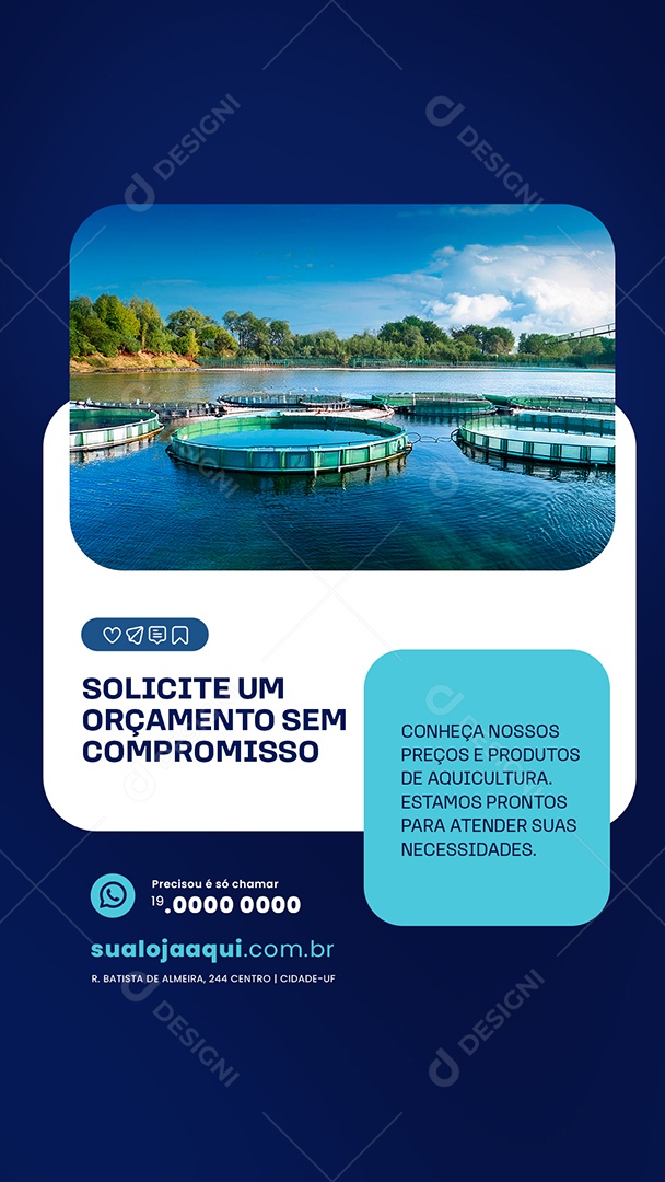 Story Aquicultura Solicite um Orçamento Social Media PSD Editável