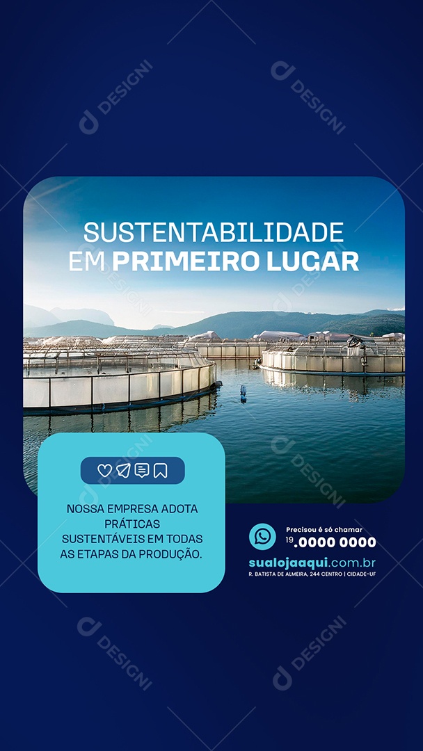 Story Aquicultura Sustentabilidade em Primeiro Lugar Social Media PSD Editável