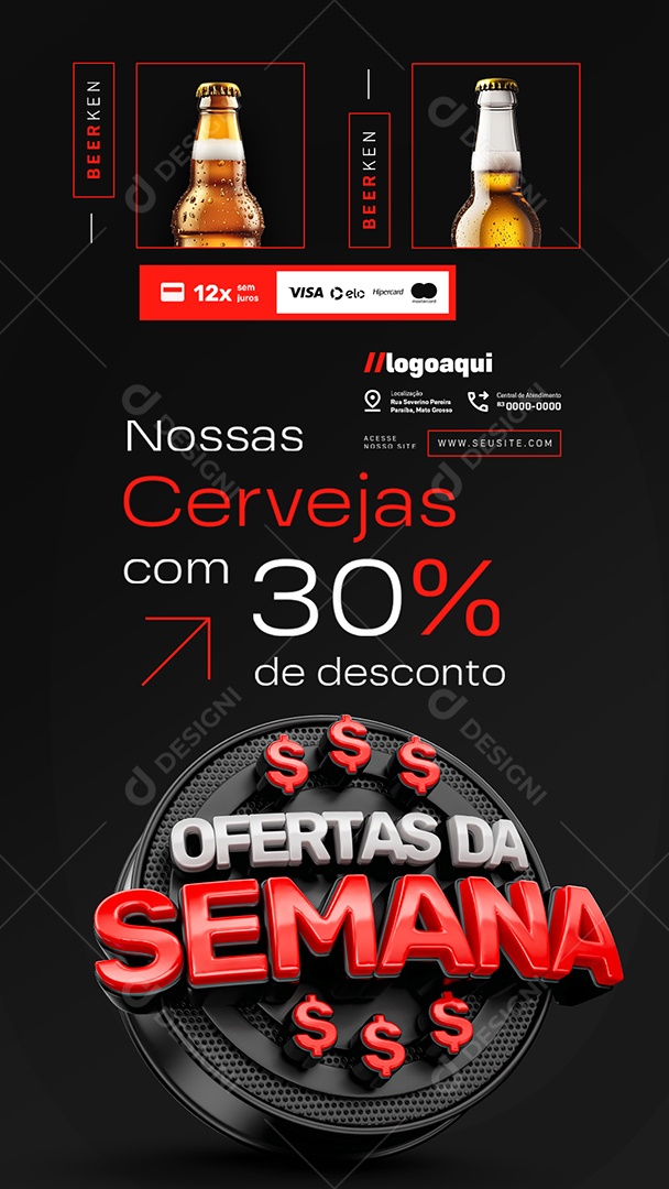 Story Distribuidora de Bebidas Ofertas da Semana 30% de Desconto Social Media PSD Editável