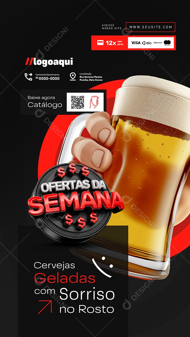 Story Distribuidora de Bebidas Ofertas da Semana Cervejas Geladas Social Media PSD Editável