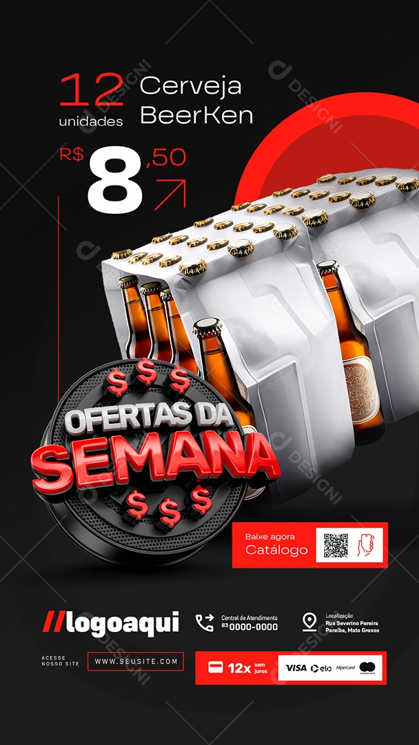 Story Social Media Distribuidora de Bebidas Ofertas da Semana Cerveja Beerken PSD Editável