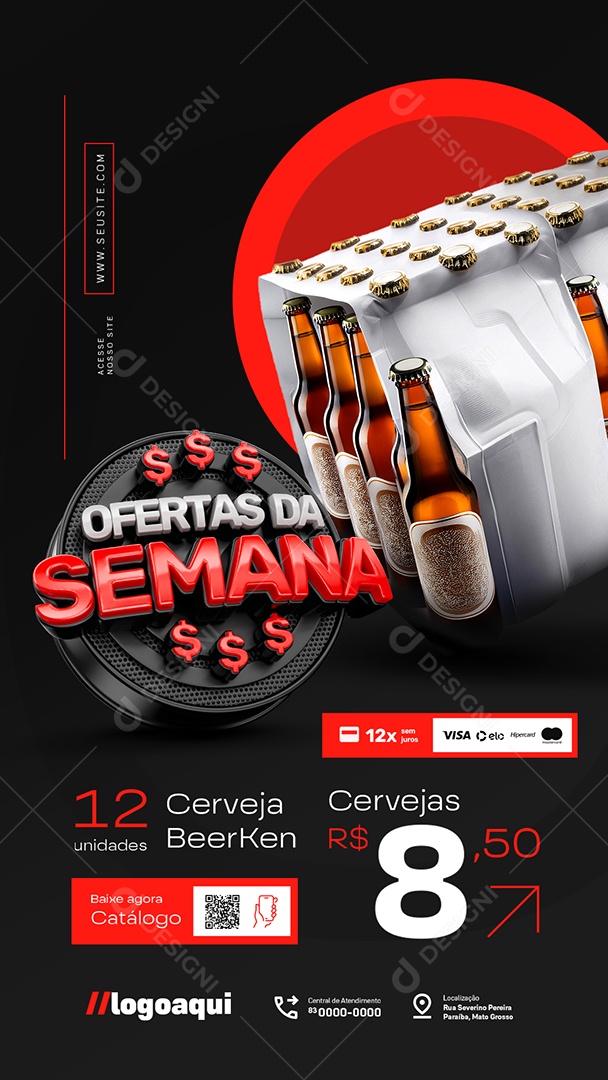 Story Distribuidora de Bebidas Ofertas da Semana Cerveja Beerken Social Media PSD Editável