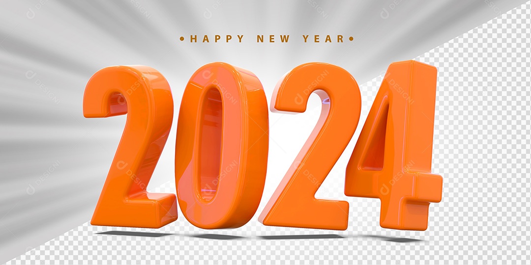 Elemento 3D 2024 Laranjado Para Composição PSD