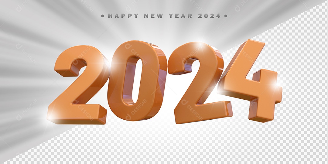Elemento 3D 2024 Marrom Para Composição PSD