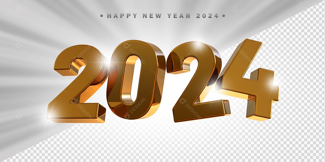 Elemento 3D 2024 Marrom Para Composição PSD