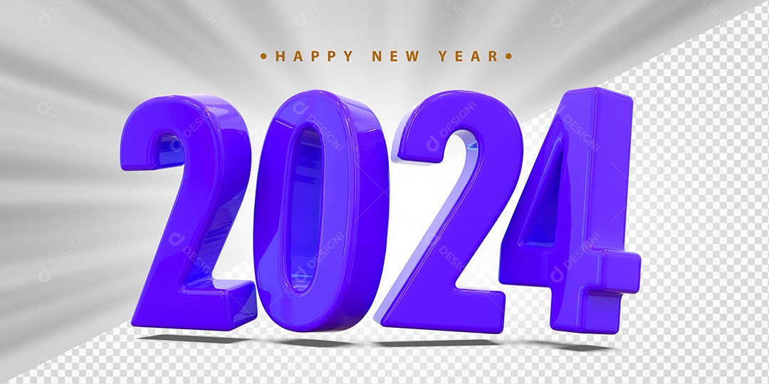 Elemento 3D 2024 Roxo Para Composição PSD