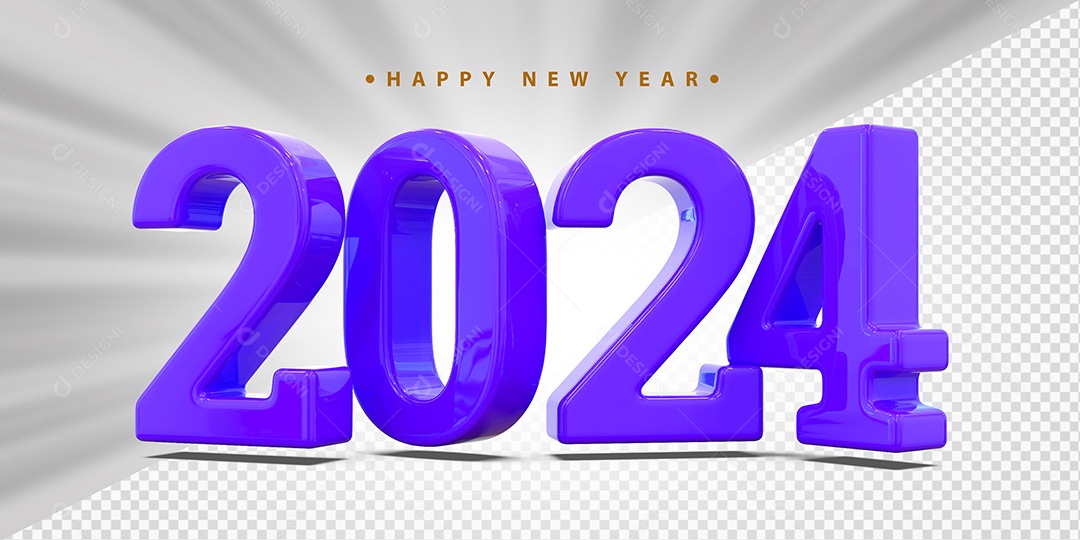 Elemento 3D 2024 Roxo Para Composição PSD