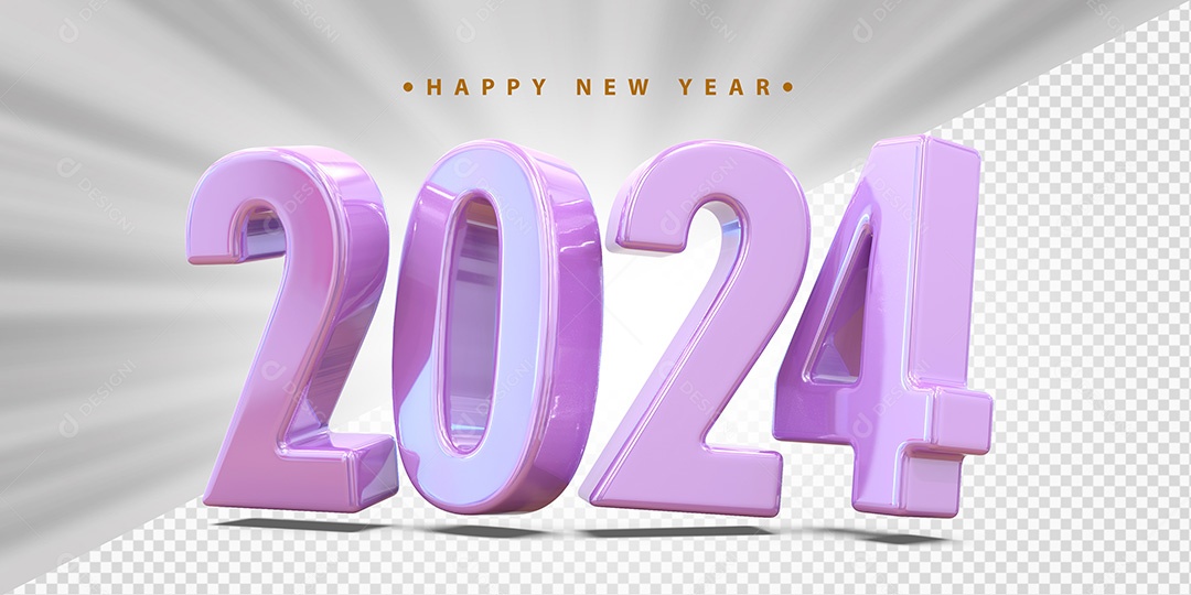 Elemento 3D 2024 Roxo Para Composição PSD