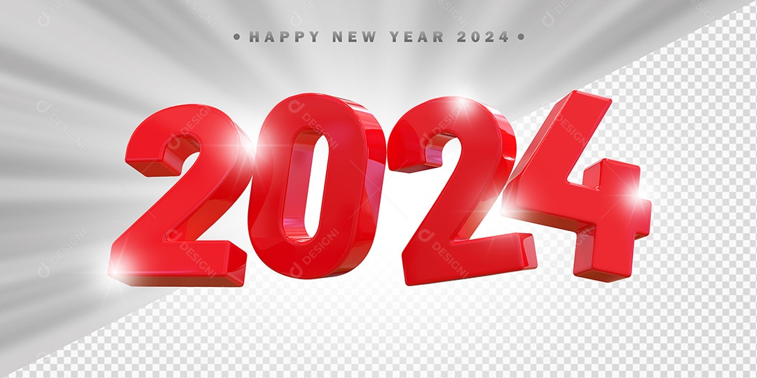 Elemento 3D 2024 Vermelho Para Composição PSD