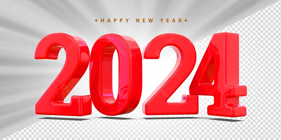 Elemento 3D 2024 Vermelho Para Composição PSD