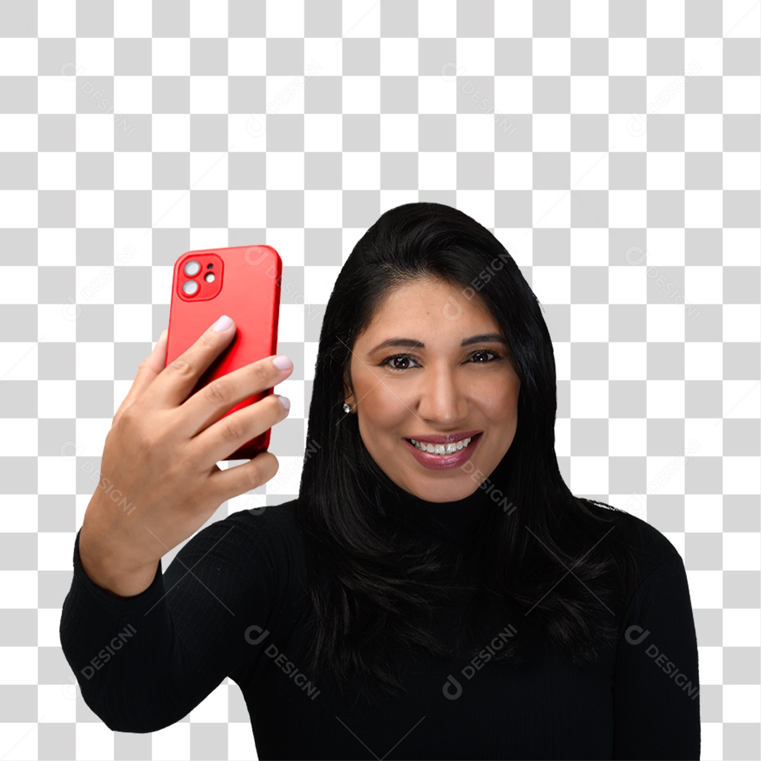 Mulher Segurando Celular PNG Transparente