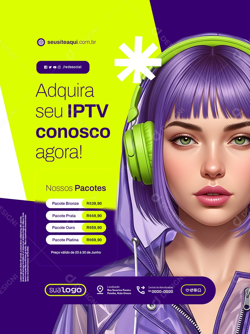 Adquira seu IPTV Conosco Agora Social Media PSD Editável