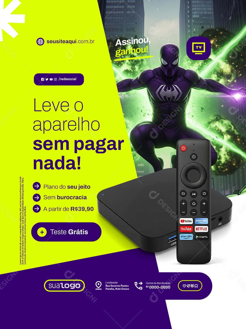 IPTV Leve o Aparelho Sem Pagar Nada Social Media PSD Editável