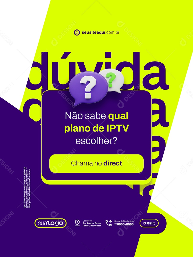 IPTV Dúvida Chama no Direct Social Media PSD Editável