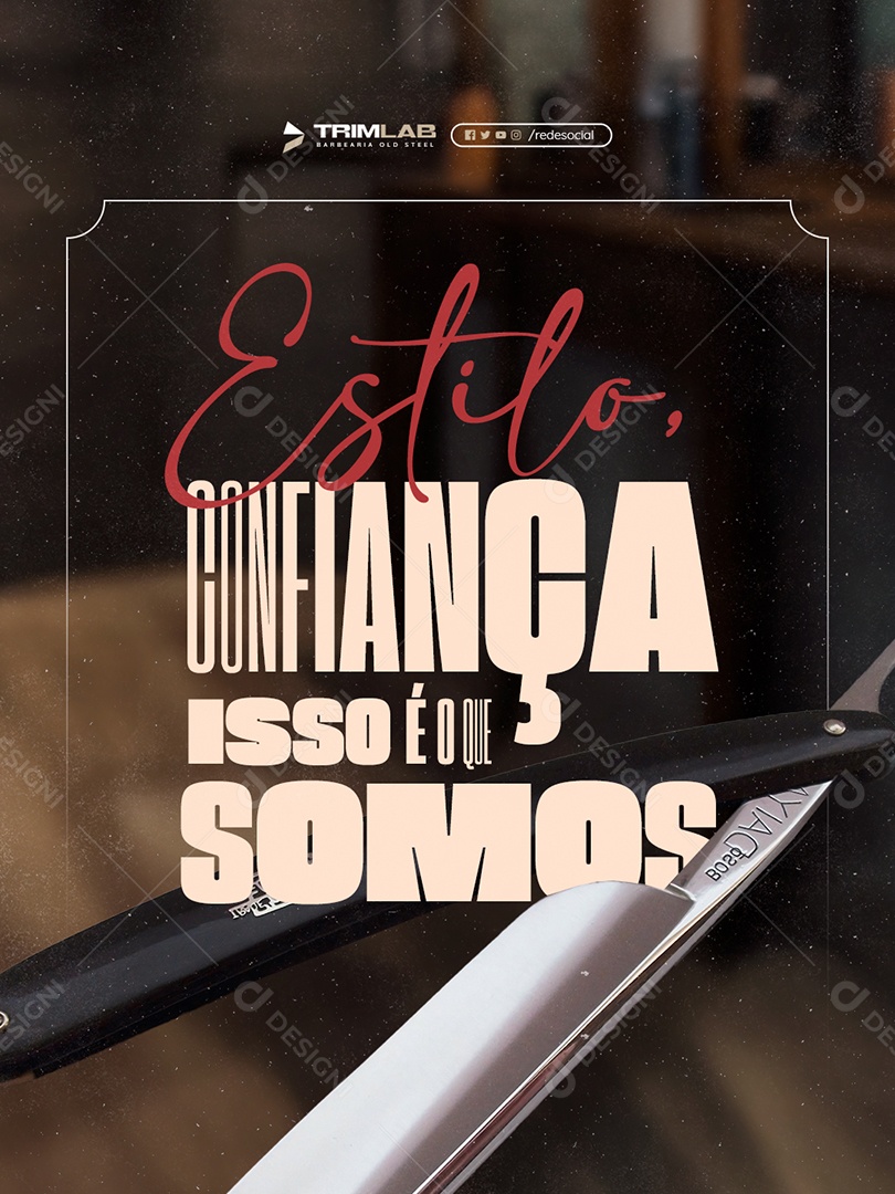 Barbearia Estilo Confiança Social Media PSD Editável