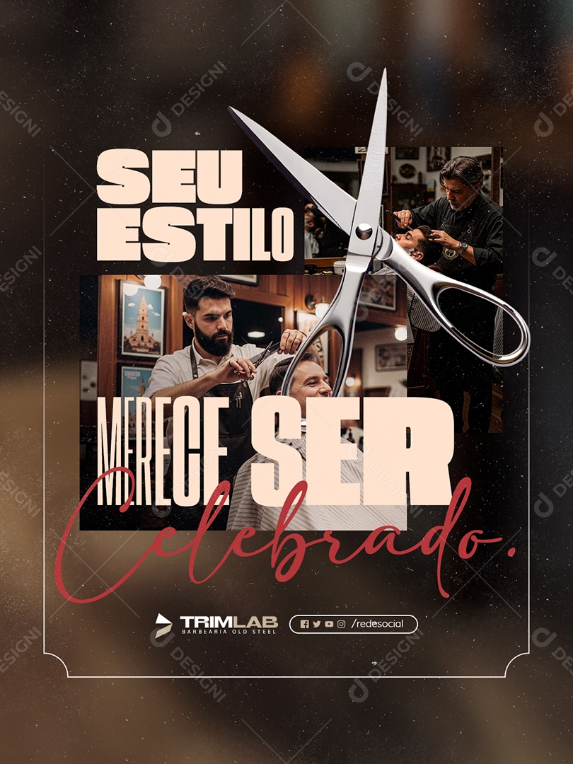 Barbearia Seu Estilo Merece Ser Celebrado Social Media PSD Editável
