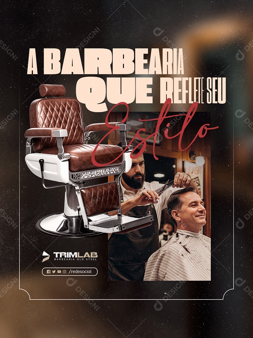 A Barbearia Que Reflete seu Estilo Social Media PSD Editável