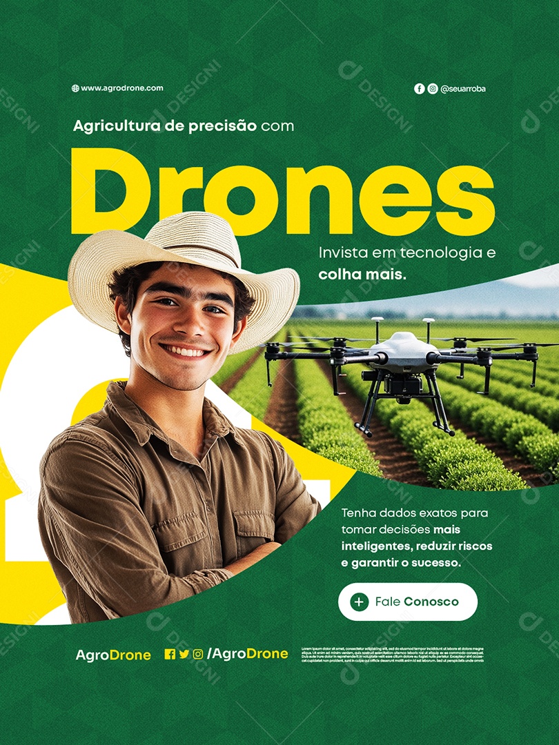 Agropecuária Drones Agricultura de Precisão Social Media PSD Editável