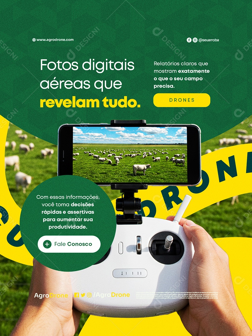 Agropecuária Drones Fatos Digitais Aéreas que Revelam Tudo Social Media PSD Editável