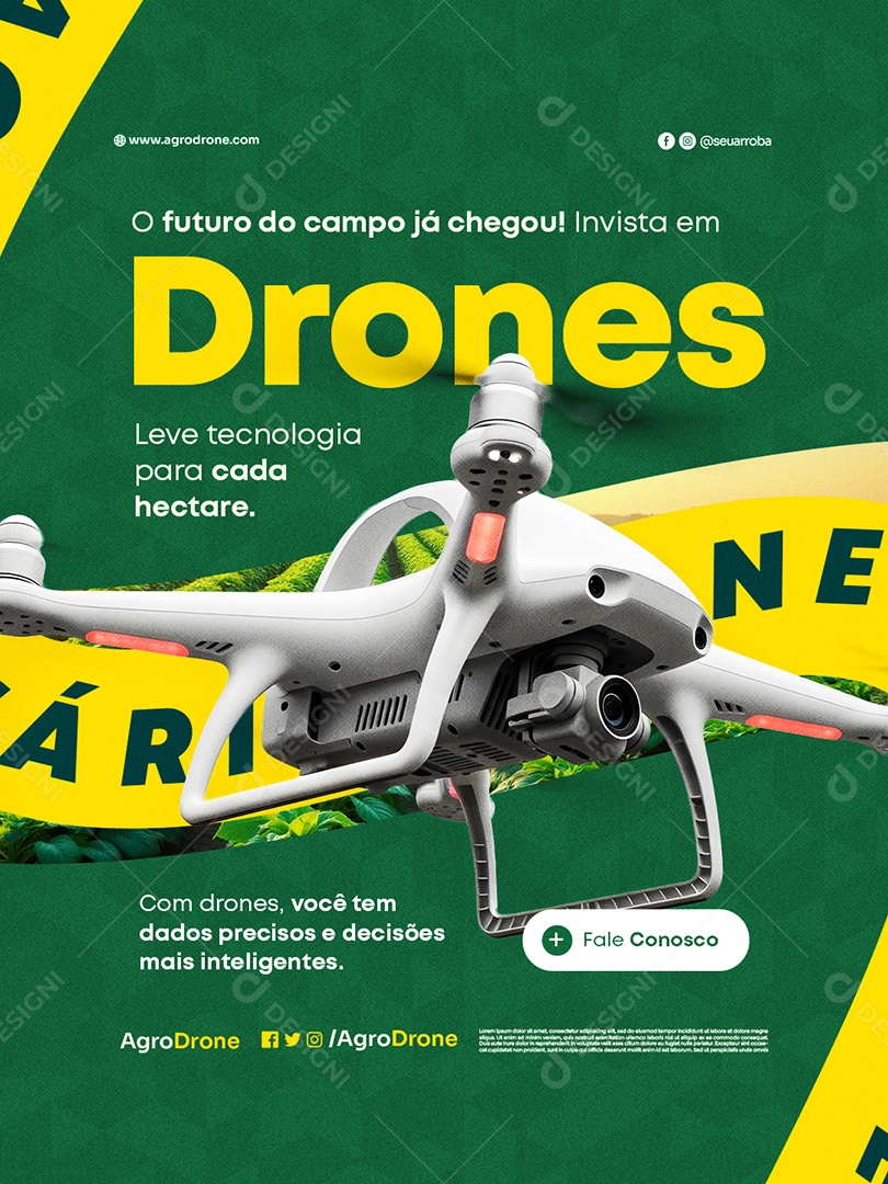 Agropecuária Drones Leve Tecnologia para Cada Hectare Social Media PSD Editável