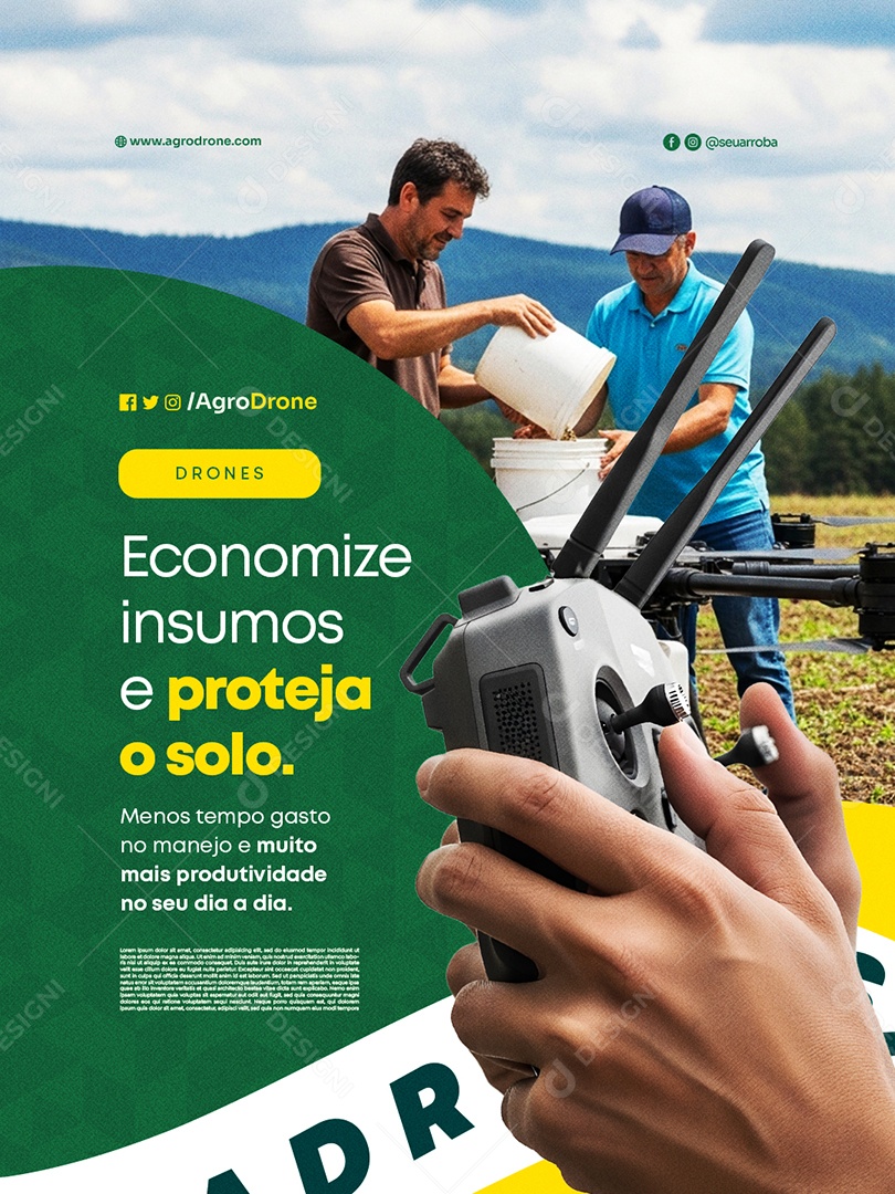 Agropecuária Drones Economize Insumos e Proteja o Solo Social Media PSD Editável