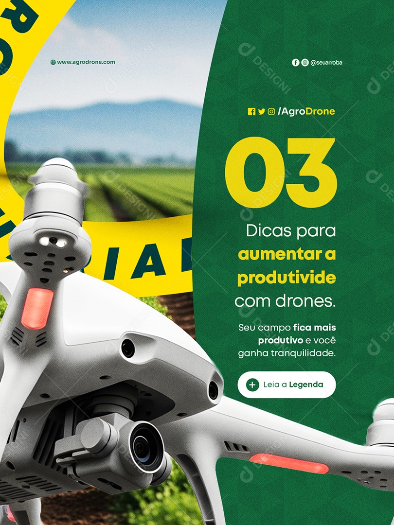 Agropecuária Drones Três Dicas para Aumentar a Produtividade Social Media PSD Editável