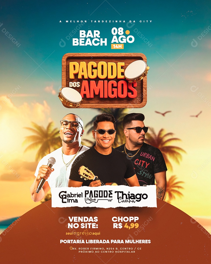 Flyer Pagode dos Amigos Social Media PSD Editável