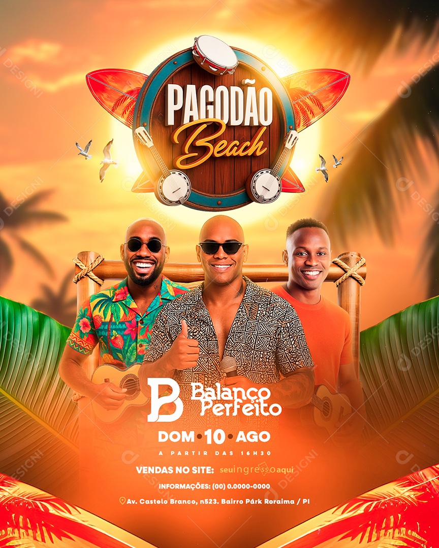 Flyer Pagodão Beach Social Media PSD Editável
