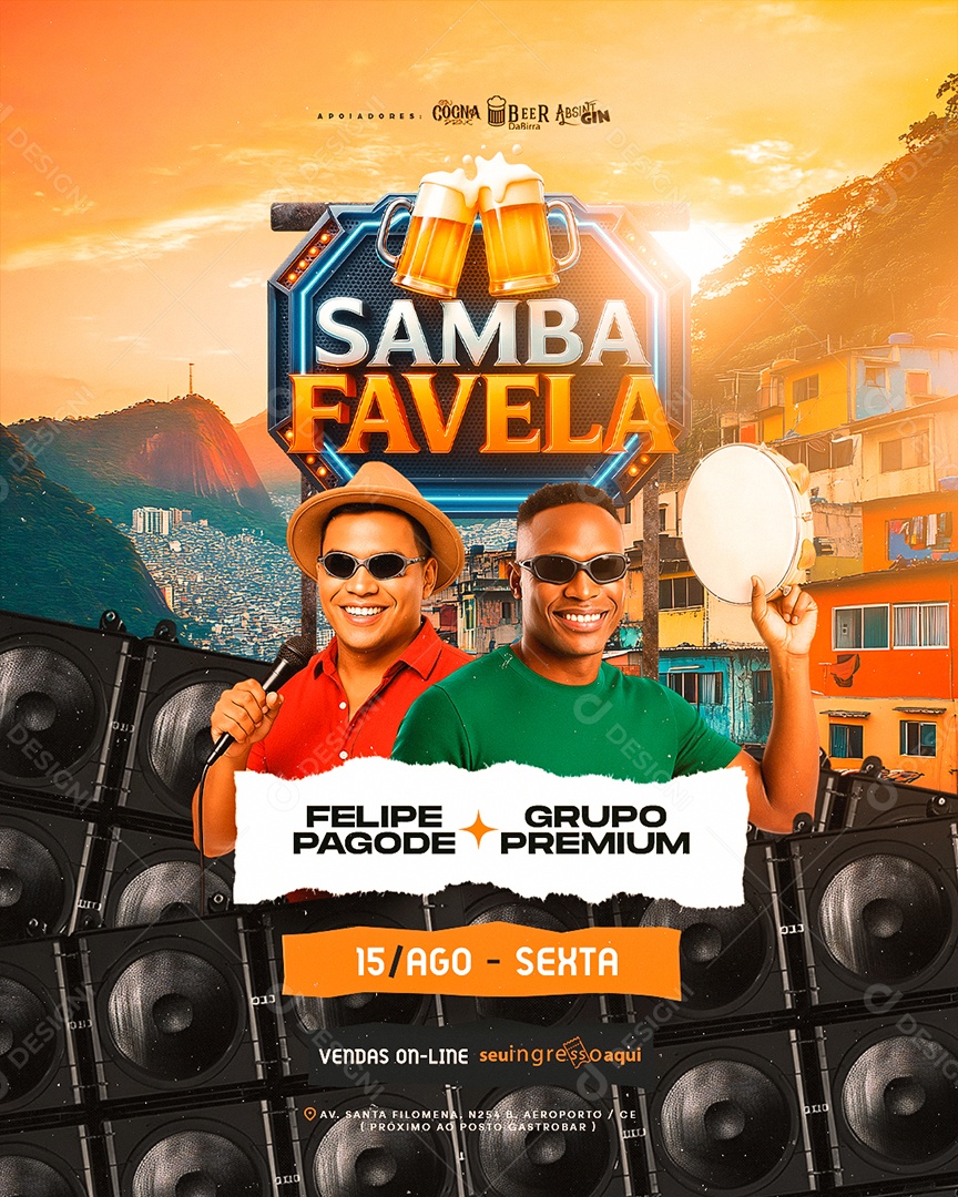 Flyer Samba Favela Social Media PSD Editável